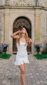 Vestido blanco de tirantes finos para graduación, vestido blanco para fiesta de bienvenida Y2986