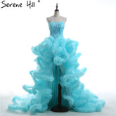 Vestido de novia de lujo con cola larga y plumas, estilo nube, corte asimétrico, modelo HA2032 (imagen real).