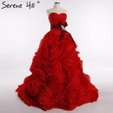 Real photo 2025 Brand Design Robe De Mariage Bridal Wedding Dress Ruffles Beading Crystal Burgundy Wedding Dress HM6681