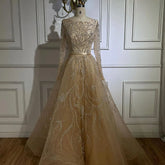 Muslim Nude A Line Evening Luxury Dubai Dresses Gowns Beaded 2025 For Woman Wedding Party LA71596A