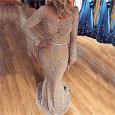 SERNE HILL Dubai Luxury Muslim Tassel Beading Long Evening Dresses Party Formal Gowns For Woman 2025 Plus Size LA60707