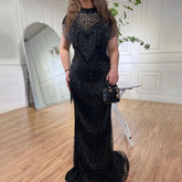 Grey Mermaid Luxury Evening Dresses Gowns Cap Sleeves Beading Tassel Sexy For Women Party 2025 LA70529