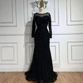 2025 Arabic Elegant Black Mermaid Luxury Dubai Purple Evening Gown with Dress for Women's Party LA72656