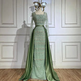 Luxury Dubai Arabic Sage Green Mermaid Evening Dress Gowns for Party LA72126A
