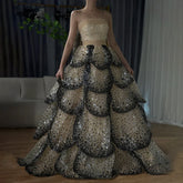 Luxury Black and White Ball Gown Dubai Evening Dress LA72505A