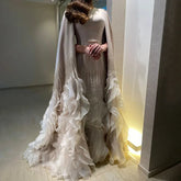 Luxury Mermaid Nude Evening Dresses with Cape Sleeves LA72317A