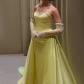 Elegant Sweetheart Yellow Satin Evening Dress LA72777