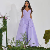 Robe de soirée luxueuse en satin lilas Arabia, coupe trapèze, sexy, sans bretelles, avec perles, pour femme, tenue de mariage, 2025, LA72229