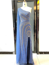 Arabic Blue Mermaid Sexy High Split Cape Sleeve Beaded Evening Dresses Gowns 2025 For Women Wedding Party LA71933