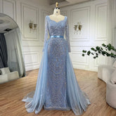 Arabic Blue Sweetheart Mermaid Evening Gown Beaded Overskirt - Luxury Dresses for Woman's Wedding Party 2025 LA72548