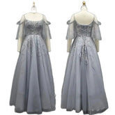 Vestidos de noche de lujo de Dubái, corte A, color gris árabe, 2025, con cuentas y cordones, para mujer, ideales para bodas y fiestas (LA72256)
