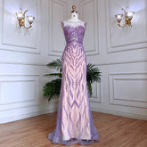 Arabic Lilac Mermaid Elegant Beaded Luxury Dubai Long Evening Dresses Gowns For Women Wedding Party 2025 LA71962