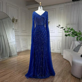 Arabic Mermaid Blue Beaded Elegant Cape Sleeves Luxury Evening Dress Gown For Women Wedding Party 2025 LA71493A