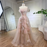 Arabic Pink A Line Appliques Lace up Luxury Dubai Evening Dresses Gowns For Women Wedding Party 2025 LA72274