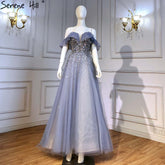 Vestidos de noche de lujo azul corte A, estilo vestido, colección 2025, escote corazón, con cuentas brillantes, sexys, para mujer, ideales para fiestas (LA71478)