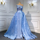 Robe de soirée sirène bleue dos nu, luxueuse et élégante, avec jupe détachable et perles, pour femme, LA71665