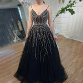 Arabic Long A-Line 2025 Spaghetti Strap Graduation School Party Gown Celebrity Prom Dresses LA71887