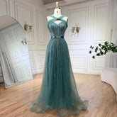 Dubai Turquoise Spaghetti Strap Mermaid Luxury Beaded Evening Dresses Gowns For Women Wedding Party 2025 LA72322
