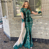 Green Beaded Mermaid Evening Dresses Gowns 2025 Elegant Detachable Skirt For Women Party LA71455