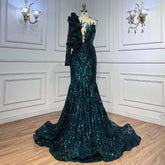 Green Long Prom Dresses 2025 Luxury Sequined Sexy Mermaid Style Black Girl Prom Gala Party Gown LA72025