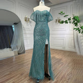 Green Luxury Mermaid Evening Dresses Gowns 2025 Cap Sleeves Beaded Elegant For Women Party LA71438