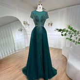 Green Mermaid Elegant With Overskirt Beaded Luxury Dubai Evening Dresses Gowns For Women Wedding Party 2025 LA72241