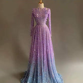 Robe de soirée musulmane de luxe, coupe A, perlée, style arabe, pour femmes, tenue de mariage, modèle LA71907, 2025