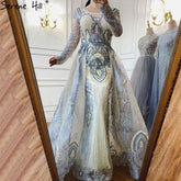 Robe de soirée musulmane dorée avec jupe, luxueuse robe en dentelle et perles de cristal, pour femme, LA71170, 2025