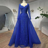 Vestidos de noche musulmanes azul real con escote en forma de A y cuentas, de lujo, estilo Dubái, para mujer, para boda, fiesta, 2025, LA72221