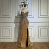 Nude Beaded Mermaid Evening Gown with High Split for Formal Occasion LA72904 2025