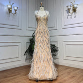 Nude Sexy Strap Mermaid Luxury Feather Beads Evening Dresses Dubai Gowns For Women Wedding Party 2025 LA72010