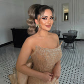 Nude Simple Elegant Mermaid Boat Neck Beaded Evening Dresses Gowns 2025 Sexy For Women Party LA72114