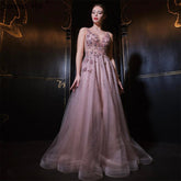 Pink A-Line Sexy Evening Dresses Gowns 2025 Spaghetti Strap Beaded For Women Party LA71268