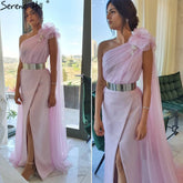Pink High Split Evening Dresses Gowns 2025 Simple Cape Sleeve Sexy For Woman Wedding Party LA71217