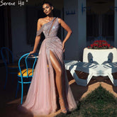 Pink Luxury High Split Evening Dresses Gowns 2025 Beaded Elegant Meramid For Women Party LA71371