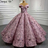 Pink Luxury Wedding Dresses Gowns 2025 Embroidery Lace Up Bridal Dresses HM66590 Custom Made