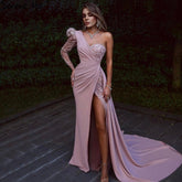 Pink Mermiad High Split Evening Dresses Gowns 2025 Elegant Lace Beaded Sexy For Women Party LA71210