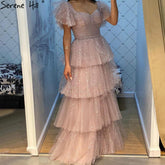 Pink Sexy Luxury Evening Dresses Gowns 2025 A-Line Glitter Tiered Princess For Women Party LA70924