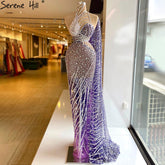Purple Mermaid Elegant Evening Dresses Gowns 2025 Beaded Cape Sleeve For Women Party LA71242