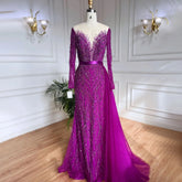 Purple Mermaid Elegant With Skirt Lace Beaded Luxury Evening Dresses Gowns For Woman Wedding Party 2025 LA71752