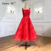 Red Ankle-Length Evening Dresses Gowns 2025 Beaded A-Line Sexy For Women Wedding Party LA70913