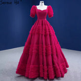 Red Puff Sleeves Wedding Dresses 2025 Ruffles Sexy Lace Up Bride Gowns HM67361 Custom Made
