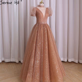 Robe de soirée trapèze rose à manches courtes, sexy, pour femme, idéale pour une fête de mariage, modèle 2025, LA70599