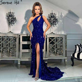 Royal Blue Mermaid Evening Dresses Gowns 2025 Luxury Sparkle High Split Elegant For Women Party LA71316