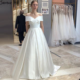 Satin Ivory A-Line Wedding Dresses 2025 Sweetheart Simple Sexy Bridal Gowns HA2509 Custom Made