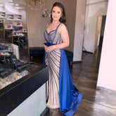 Sexy Blue Mermaid Detachable Skirt Sweetheart Beaded Luxury Arabic Party Dresses Formal Women Evening 2025 LA71786