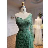 Sexy One Shoulder Split Mint Mermaid Beaded Arabic Evening Dresses Gowns For Woman Wedding Party 2025 LA71859
