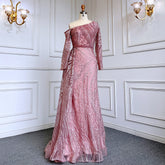 Sexy Pink Mermaid Elegant One Shoulder With Overskirt Luxury Beaded Evening Dresses Gowns For Women Party LA71771