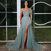 Turquoise High Split Sexy Luxury Beaded 2025 For Woman Party Evening Dresses Gowns Mermaid Elegant LA71651