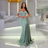 Turquoise With Skirt Mermaid Sexy Strapless Elegant Lace Beaded Evening Dresses Gowns 2025 For Women Party LA71813